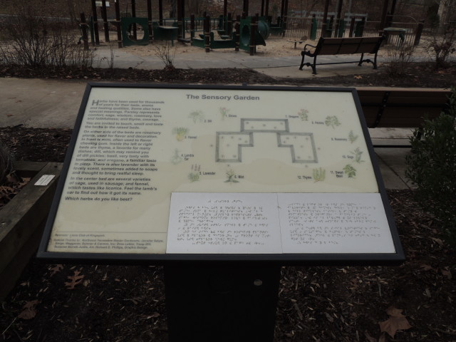 Map of the Sensory Garden at Warriors' Path State Park.